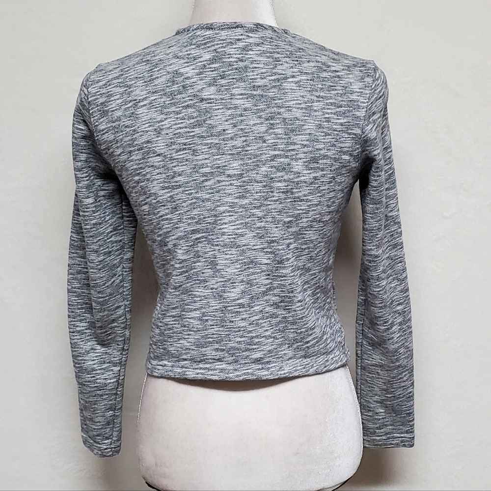 MATILDA Jane Afternoon Drive Heather Grey Knit Floral Trim Cropped Moto Jacket - Picture 10 of 13